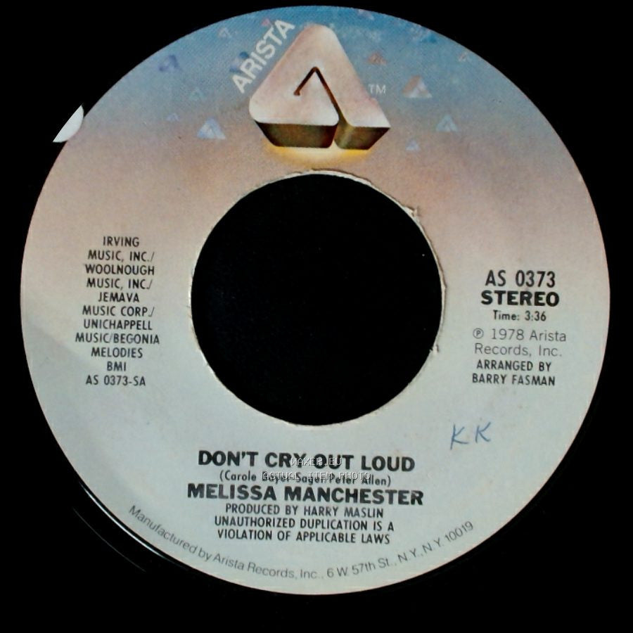 Melissa Manchester - Don't Cry Out Loud / We Had This Time side A