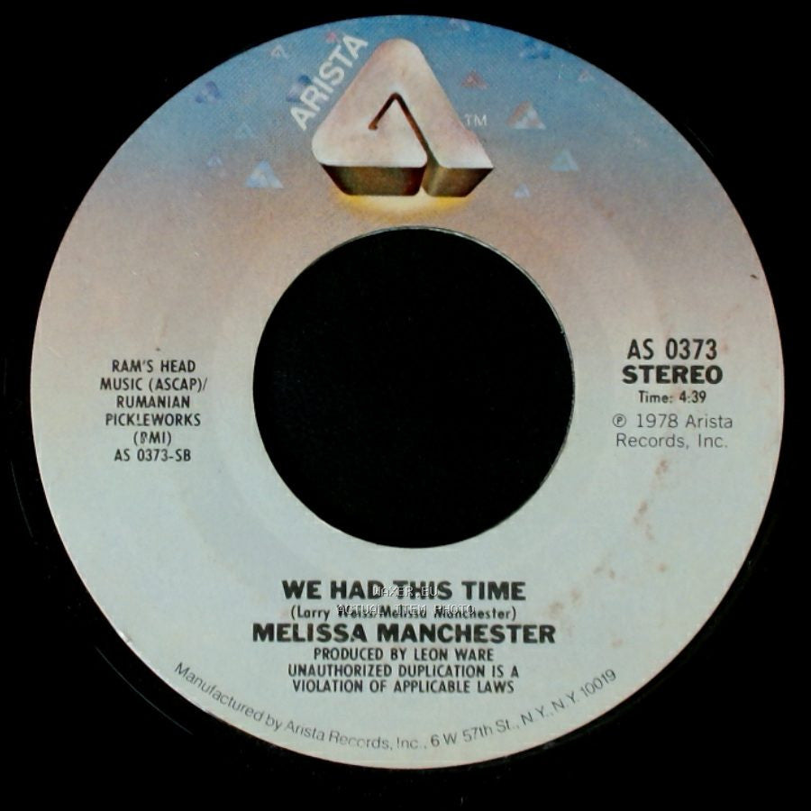 Melissa Manchester - Don't Cry Out Loud / We Had This Time side B