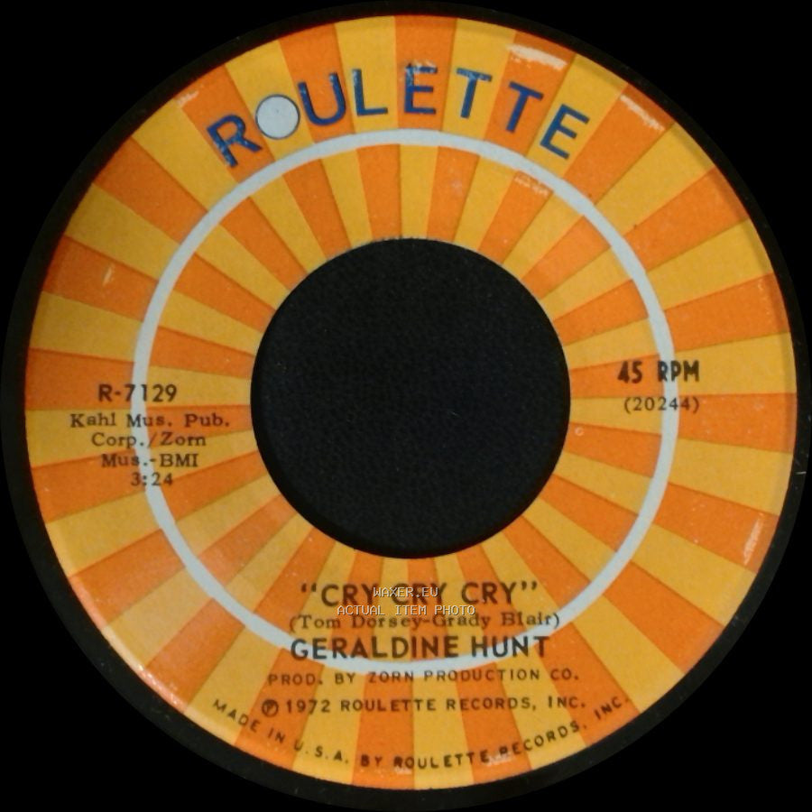 Geraldine Hunt - Cry Cry Cry / Baby, I Need Your Loving side A