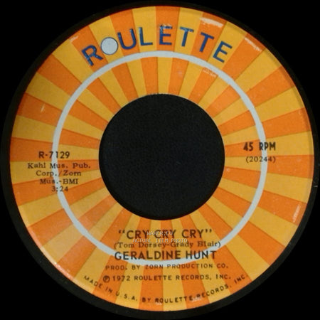 Geraldine Hunt - Cry Cry Cry / Baby, I Need Your Loving side A