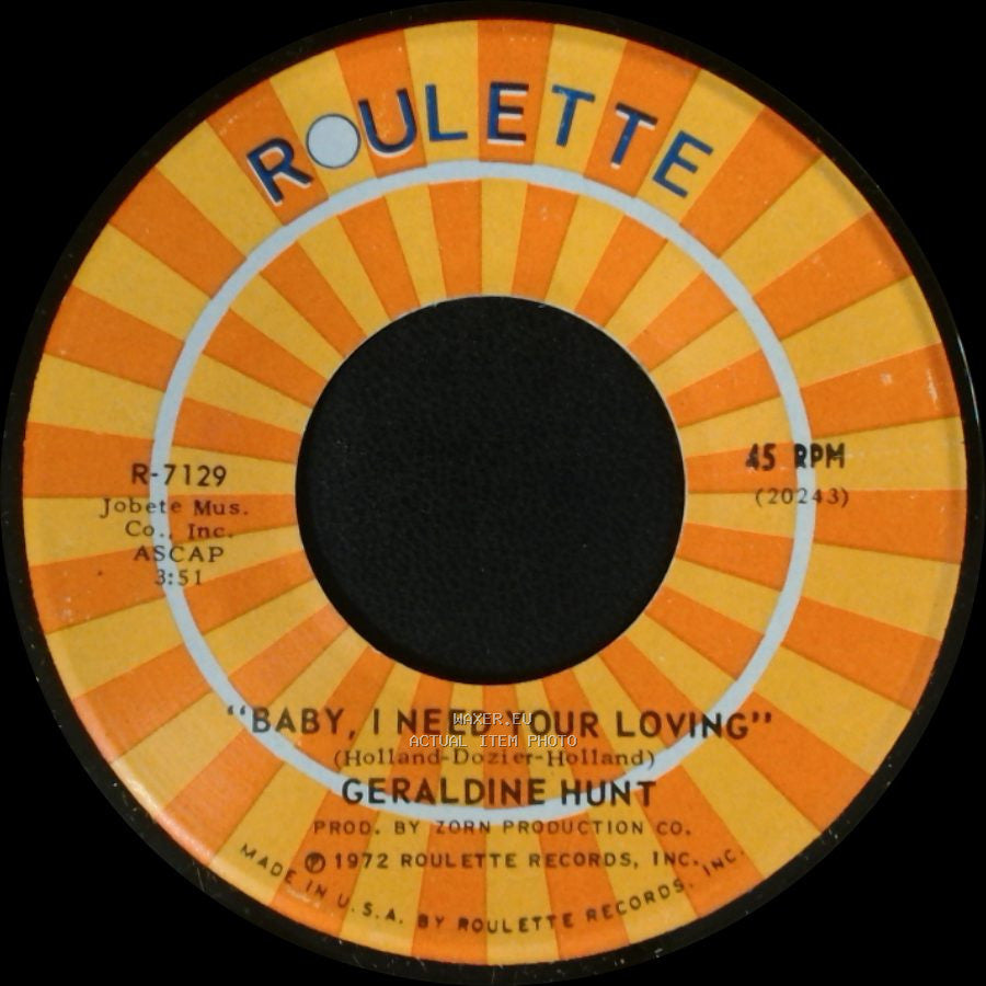 Geraldine Hunt - Cry Cry Cry / Baby, I Need Your Loving side A