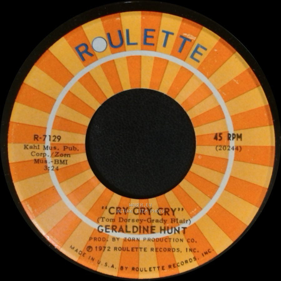 Geraldine Hunt - Cry Cry Cry / Baby, I Need Your Loving side A