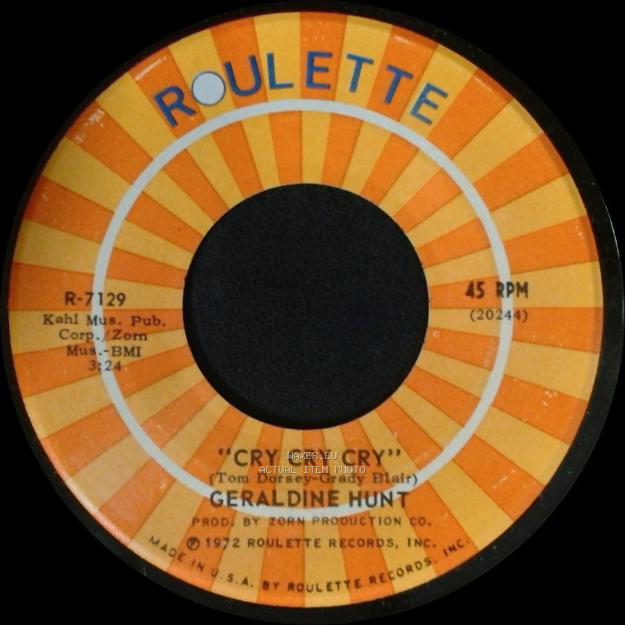 Geraldine Hunt - Cry Cry Cry / Baby, I Need Your Loving side A