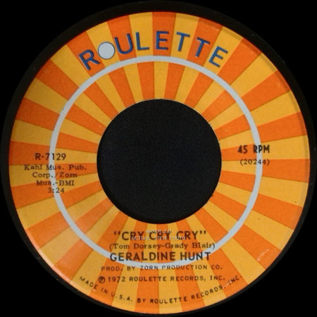 Geraldine Hunt - Cry Cry Cry / Baby, I Need Your Loving side A