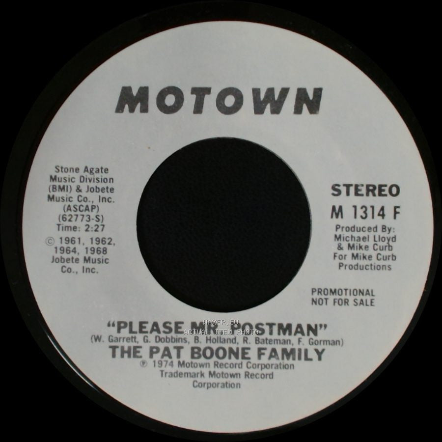 The Pat Boone Family - Please Mr. Postman / Please Mr. Postman side B