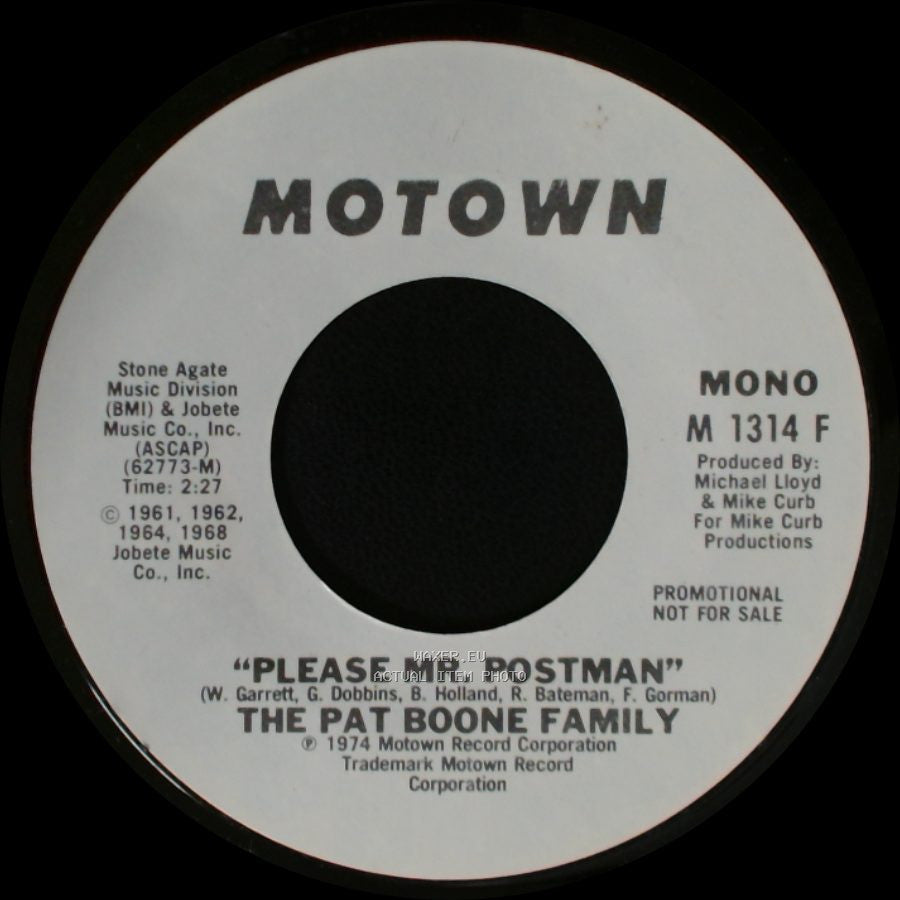 The Pat Boone Family - Please Mr. Postman / Please Mr. Postman side B