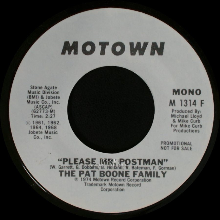 The Pat Boone Family - Please Mr. Postman / Please Mr. Postman side B