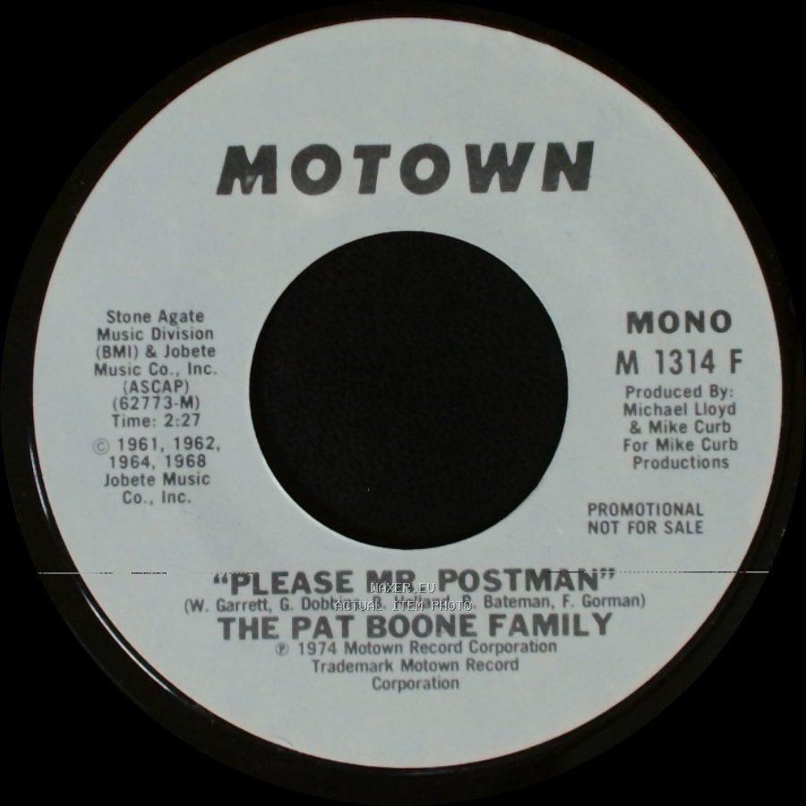 The Pat Boone Family - Please Mr. Postman / Please Mr. Postman side B