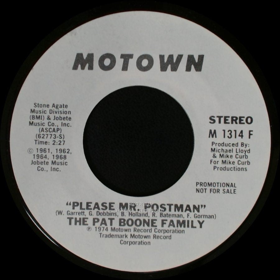 The Pat Boone Family - Please Mr. Postman / Please Mr. Postman side B