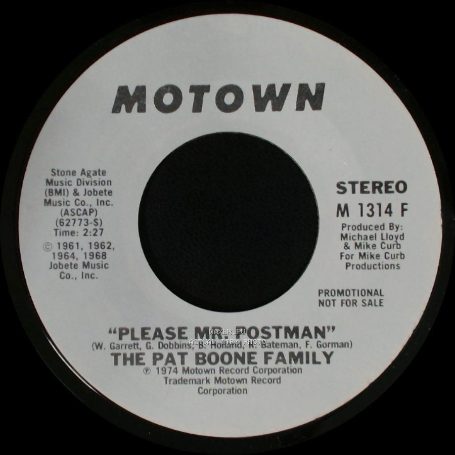 The Pat Boone Family - Please Mr. Postman / Please Mr. Postman side B