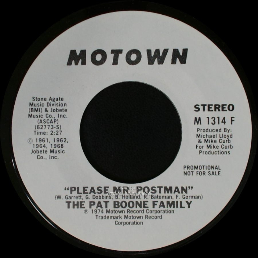 The Pat Boone Family - Please Mr. Postman / Please Mr. Postman side B