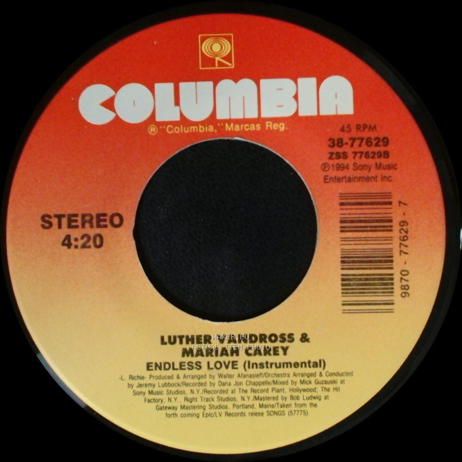 Luther Vandross & Mariah Carey - Endless Love (Instrumental) / Endless Love side A
