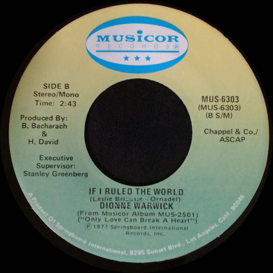 Dionne Warwick - Only Love Can Break A Heart / If I Ruled The World side B