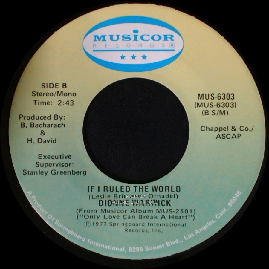 Dionne Warwick - Only Love Can Break A Heart / If I Ruled The World side B