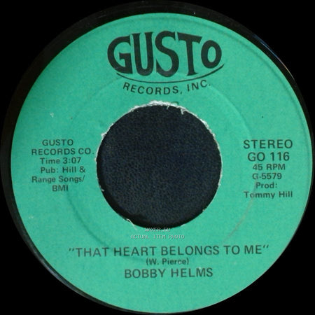 Bobby Helms - That Heart Belongs To Me / With Jenny On My Mind side A