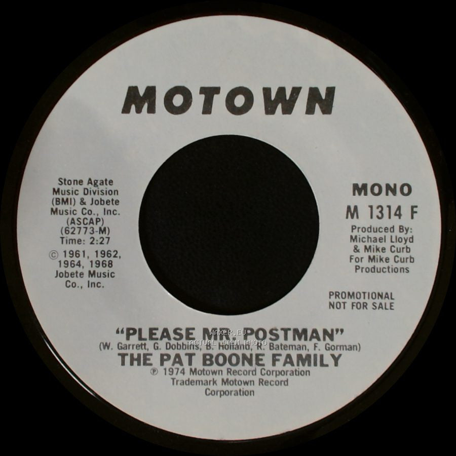 The Pat Boone Family - Please Mr. Postman / Please Mr. Postman side B