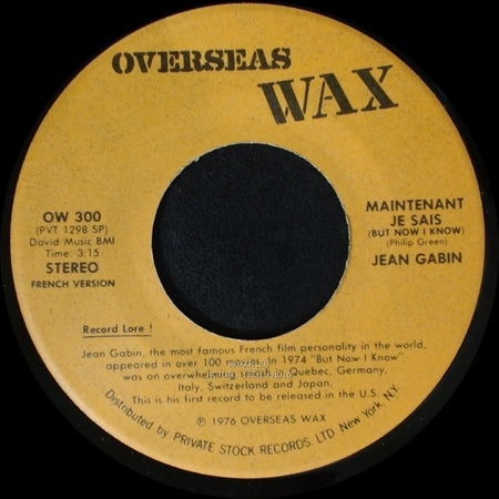 Jean Gabin - Maintenant Je Sais (But Now I Know) / But Now I Know side A