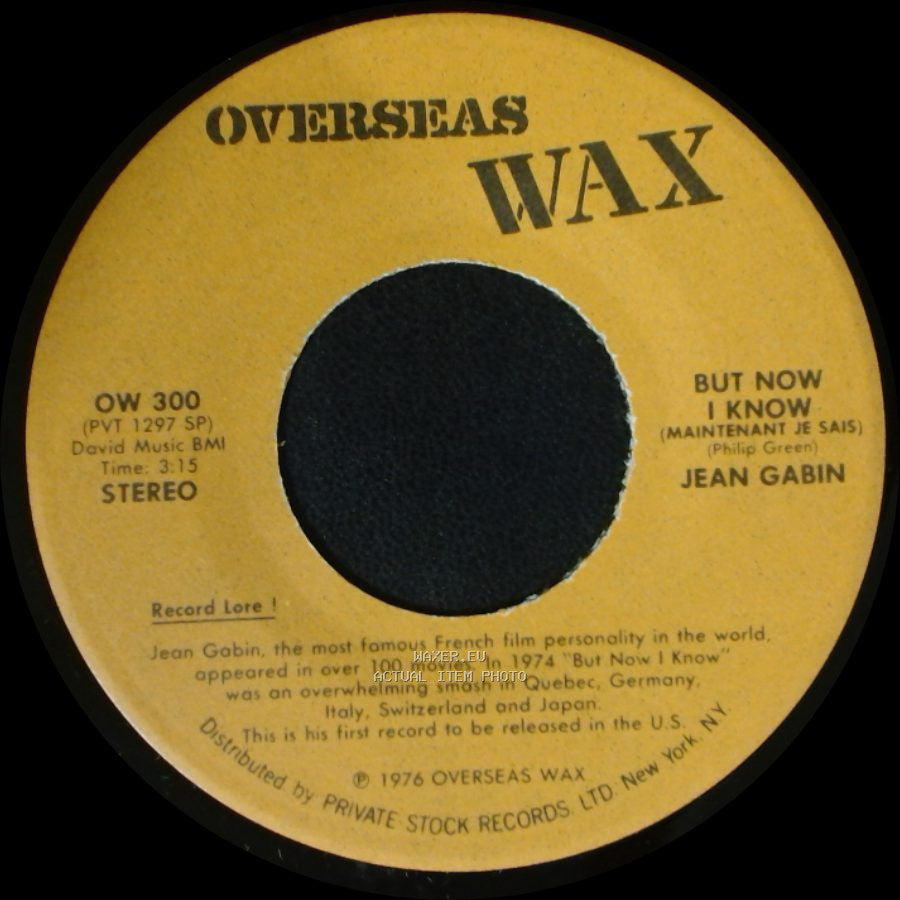 Jean Gabin - Maintenant Je Sais (But Now I Know) / But Now I Know side B