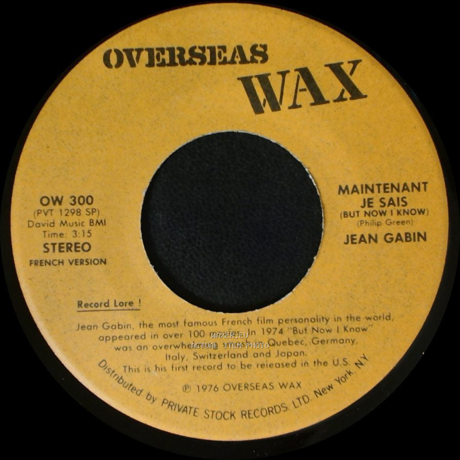 Jean Gabin - Maintenant Je Sais (But Now I Know) / But Now I Know side A