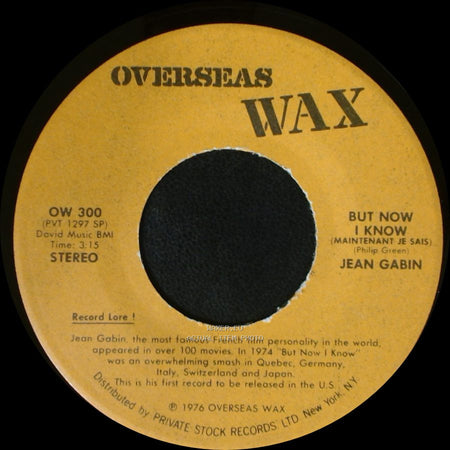 Jean Gabin - Maintenant Je Sais (But Now I Know) / But Now I Know side B