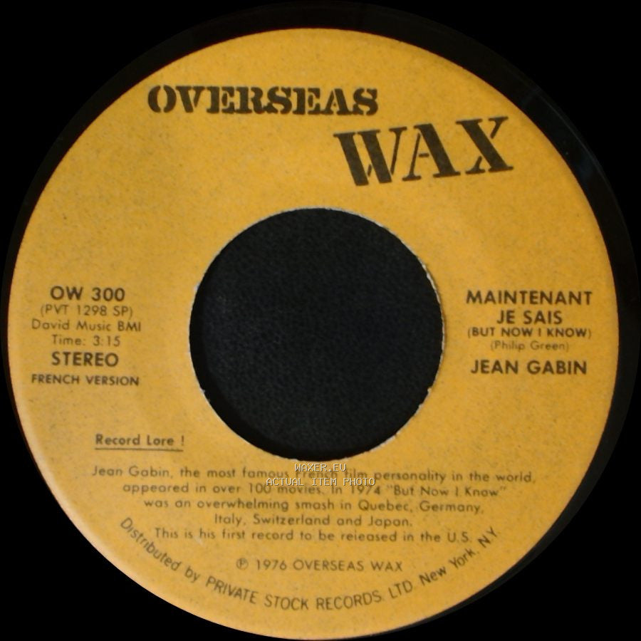 Jean Gabin - Maintenant Je Sais (But Now I Know) / But Now I Know side B