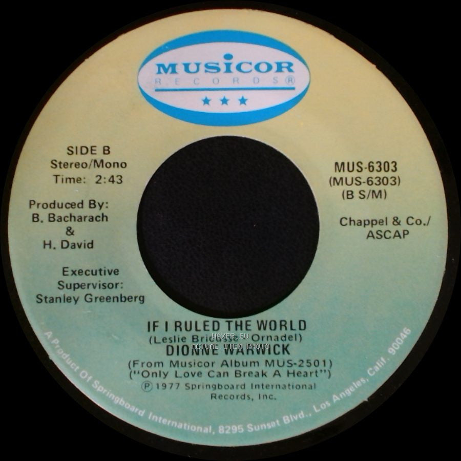 Dionne Warwick - Only Love Can Break A Heart / If I Ruled The World side B