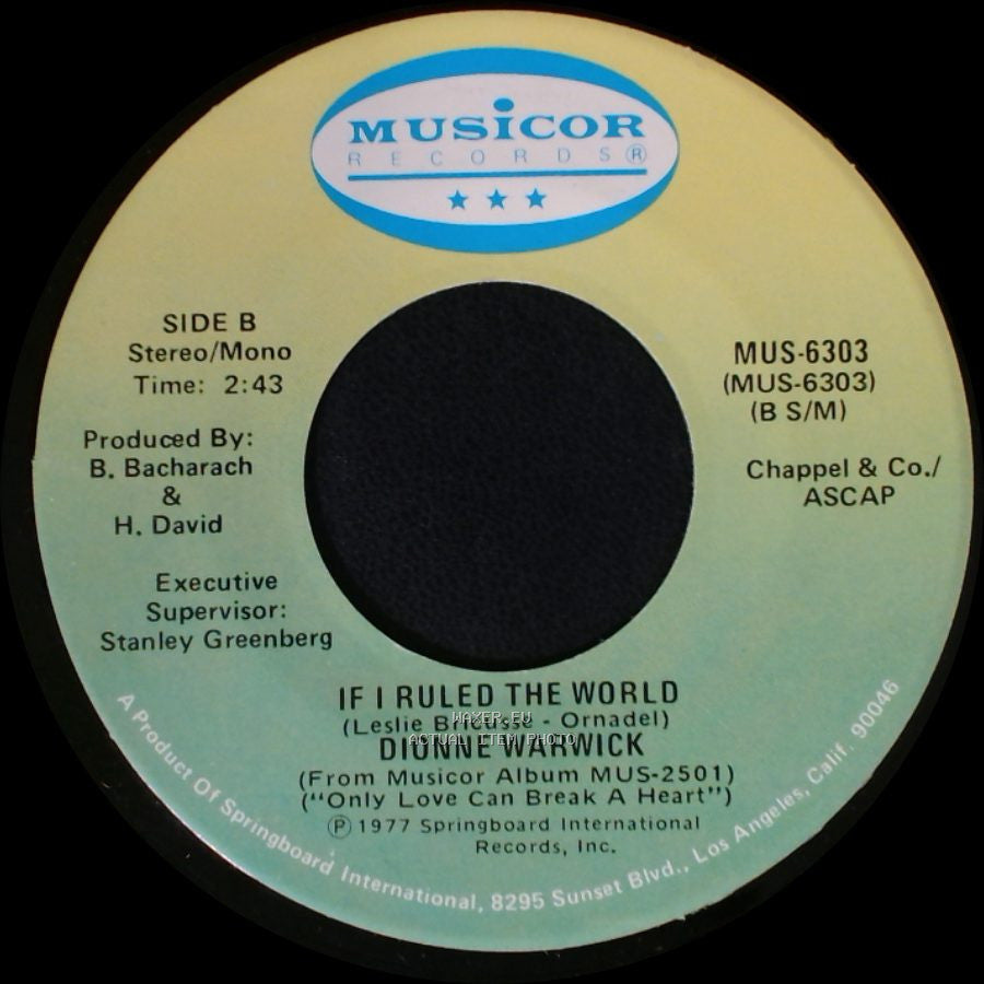 Dionne Warwick - Only Love Can Break A Heart / If I Ruled The World side B