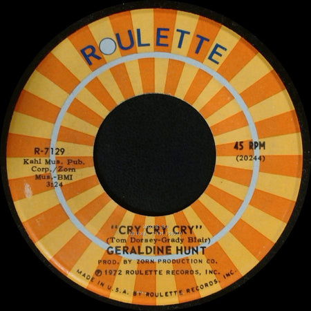 Geraldine Hunt - Cry Cry Cry / Baby, I Need Your Loving side A
