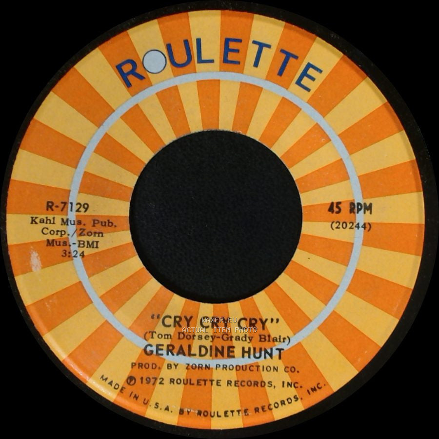 Geraldine Hunt - Cry Cry Cry / Baby, I Need Your Loving side A