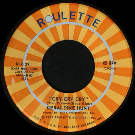 Geraldine Hunt - Cry Cry Cry / Baby, I Need Your Loving side B
