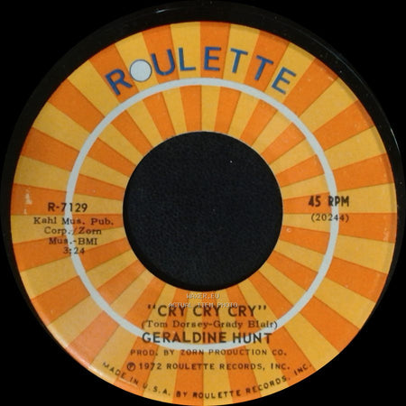 Geraldine Hunt - Cry Cry Cry / Baby, I Need Your Loving side A