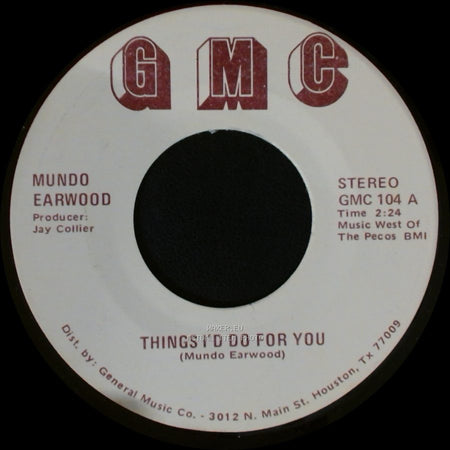 Mundo Earwood - Breaking Up Is Hard To Do / Things I'd Do For You side A