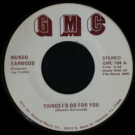Mundo Earwood - Breaking Up Is Hard To Do / Things I'd Do For You side A