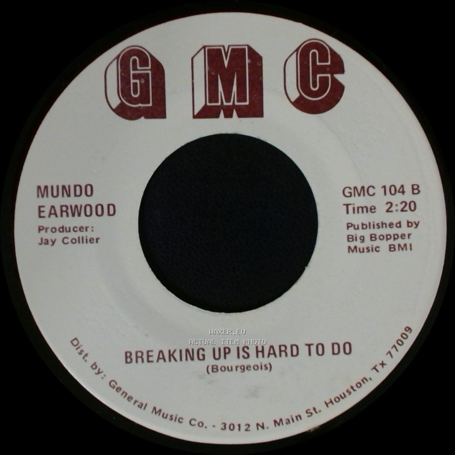 Mundo Earwood - Breaking Up Is Hard To Do / Things I'd Do For You side B