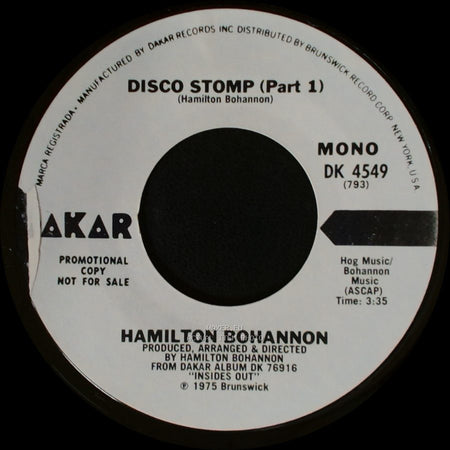 Hamilton Bohannon - Disco Stomp (Part 2) / Disco Stomp (Part 1) side B