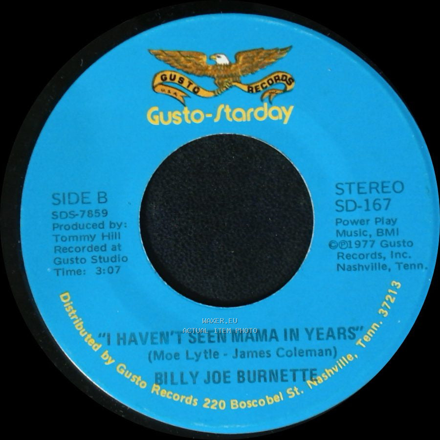 Billy Joe Burnette - Welcome Home Elvis / I Haven't Seen Mama In Years side B