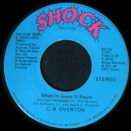 C. B. Overton - Superstar Lady / When It Rains It Pours side B