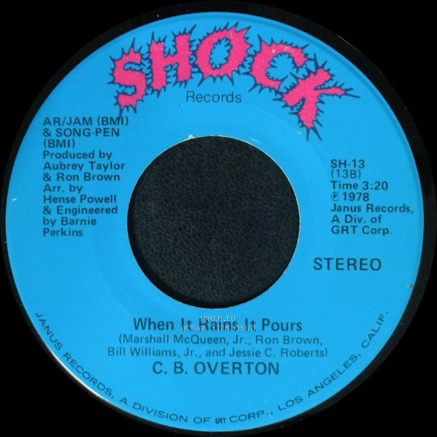C. B. Overton - Superstar Lady / When It Rains It Pours side B