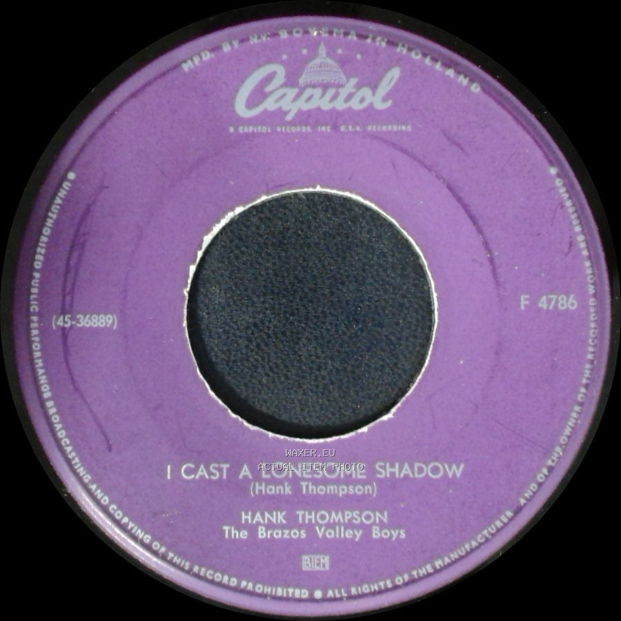 Hank Thompson - I Cast A Lonesome Shadow / How Many Teardrops Will It Take side A
