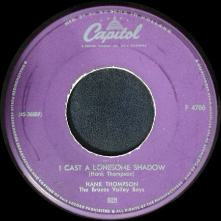 Hank Thompson - I Cast A Lonesome Shadow / How Many Teardrops Will It Take side A