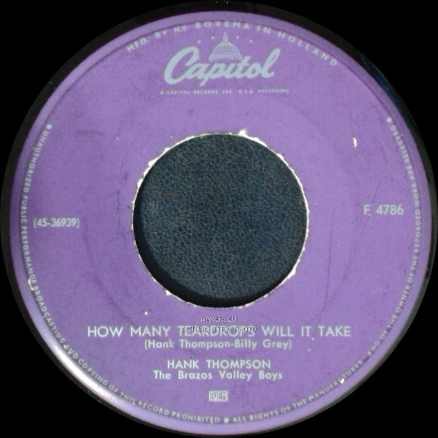 Hank Thompson - I Cast A Lonesome Shadow / How Many Teardrops Will It Take side B