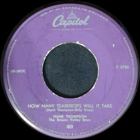 Hank Thompson - I Cast A Lonesome Shadow / How Many Teardrops Will It Take side B