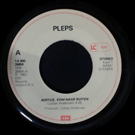 Pleps - Zat Ik Maar Op Hoog Catharijne / Bertus, Kom Naar Buiten side B