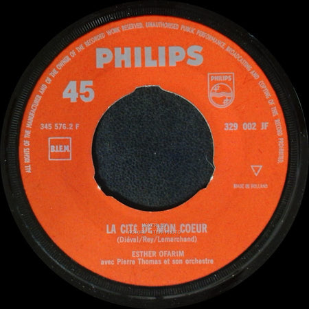 Esther Ofarim - La Cité De Mon Coeur / T'en Vas Pas side A