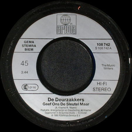 De Deurzakkers - Geef Ons De Sleutel Maar / Geef Ons De Sleutel Maar side A