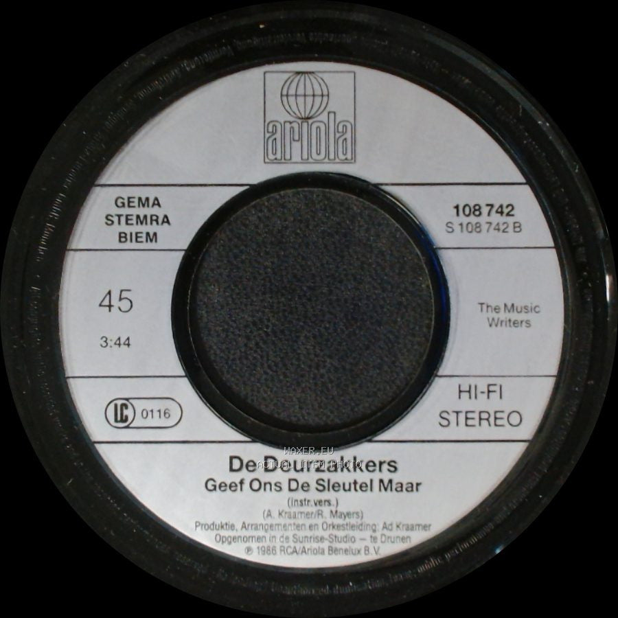 De Deurzakkers - Geef Ons De Sleutel Maar / Geef Ons De Sleutel Maar side B