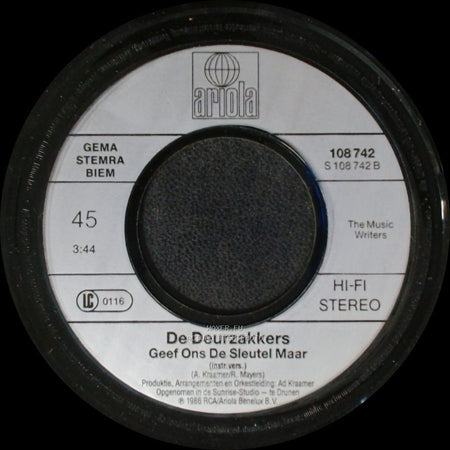 De Deurzakkers - Geef Ons De Sleutel Maar / Geef Ons De Sleutel Maar side B