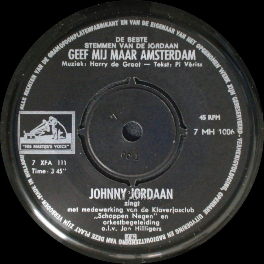 Johnny Jordaan - Geef Mij Maar Amsterdam / Jordaan Wals side A