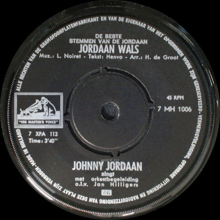 Johnny Jordaan - Geef Mij Maar Amsterdam / Jordaan Wals side B