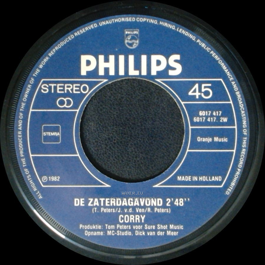 Corry - Het Is Allemaal Gelogen / De Zaterdagavond side B